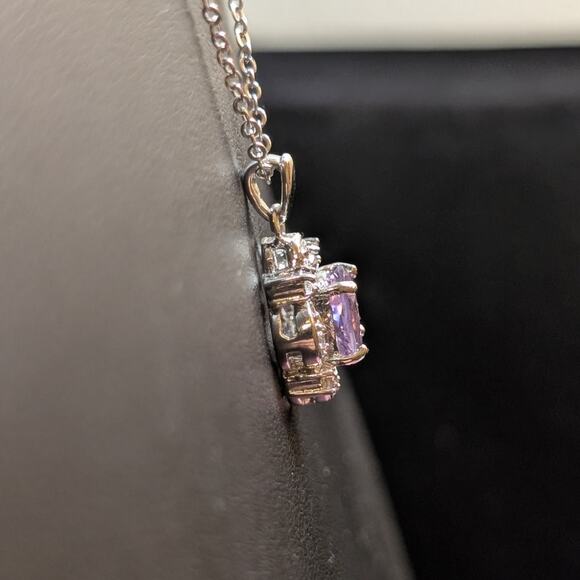 Genuine Amethyst CZ Pendant 18" Necklace - Picture 4 of 8